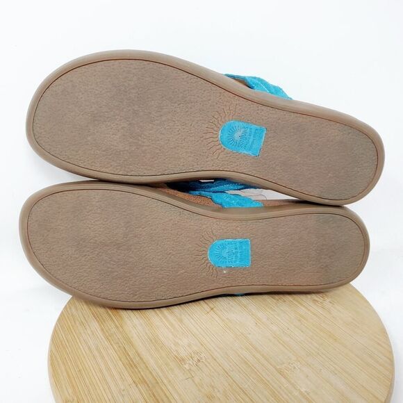 Bass Sunjuns Sandals Women 10 Blue Suede Flip Flop Thong Pool Beach Resort Shoes - Picture 10 of 12